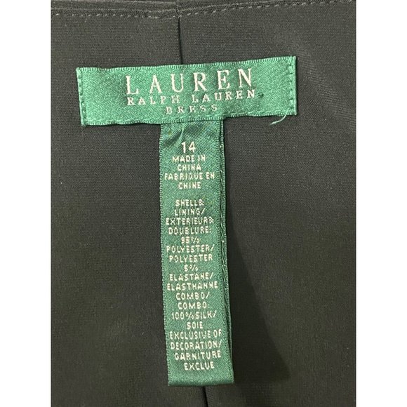 Size 14 RALPH LAUREN BLACK CASCADE RUFFLE SLEEVELESS DRESS Day/Evening Party - Picture 4 of 5